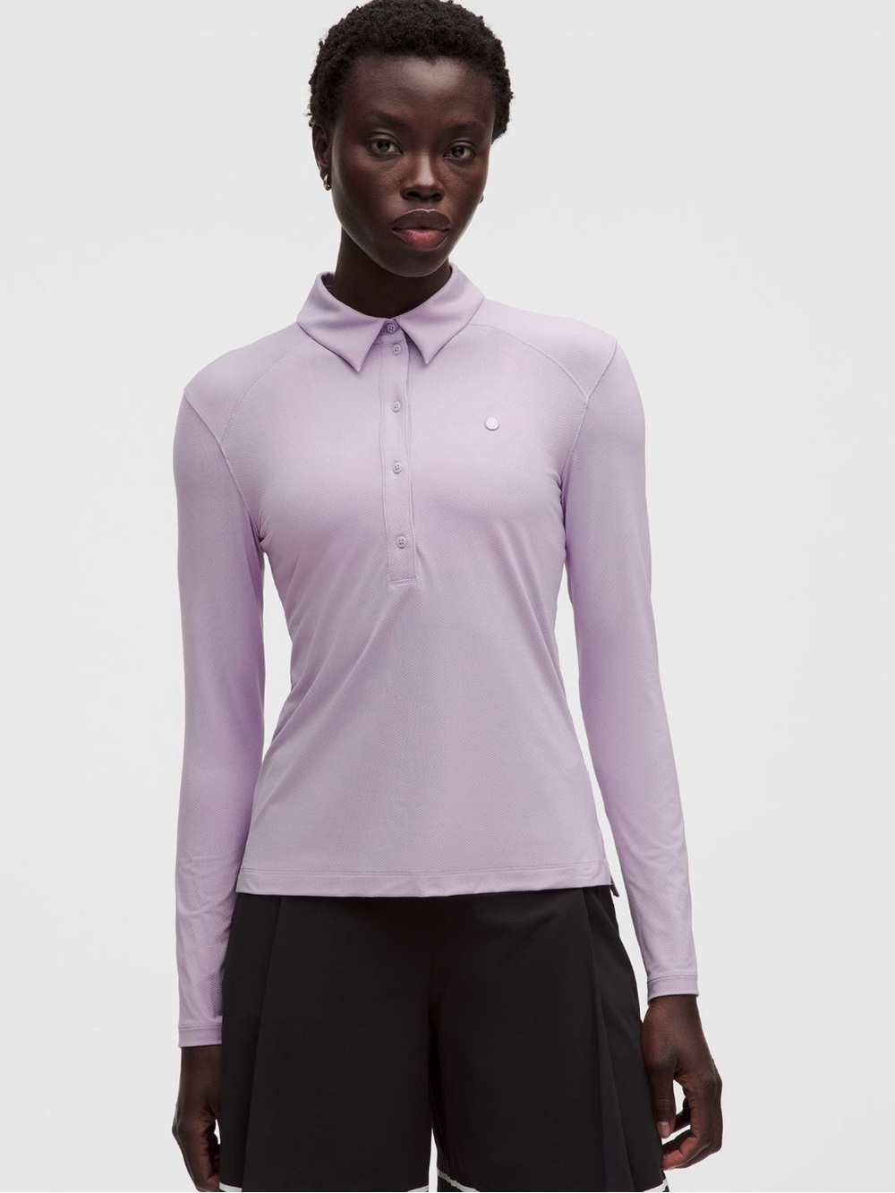 Lululemon Quick-Dry Long Sleeve Polo *Straight Hem, Lilac Play, Size 6